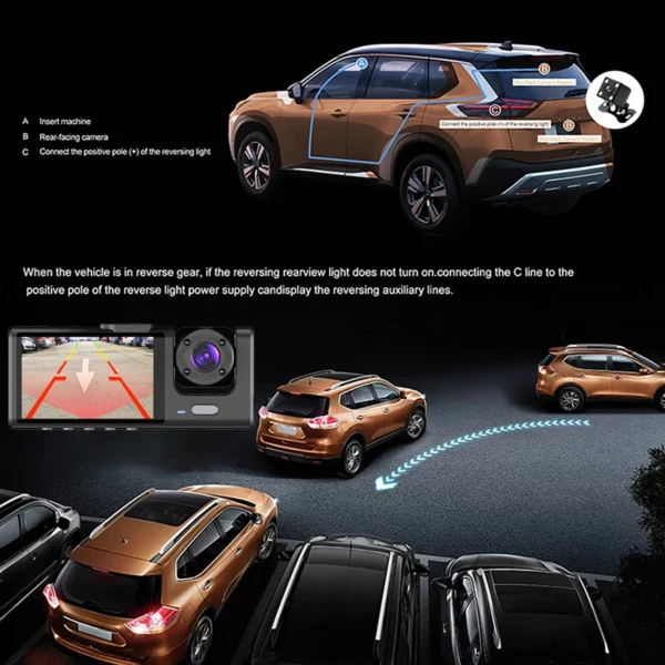 1080P 3Lens Dash Cam for Cars Dvr WIFI Camera Vehicle 2Inch Recorder Video Rear View Camera for Vehicle Black Box Car accessory - Image 5