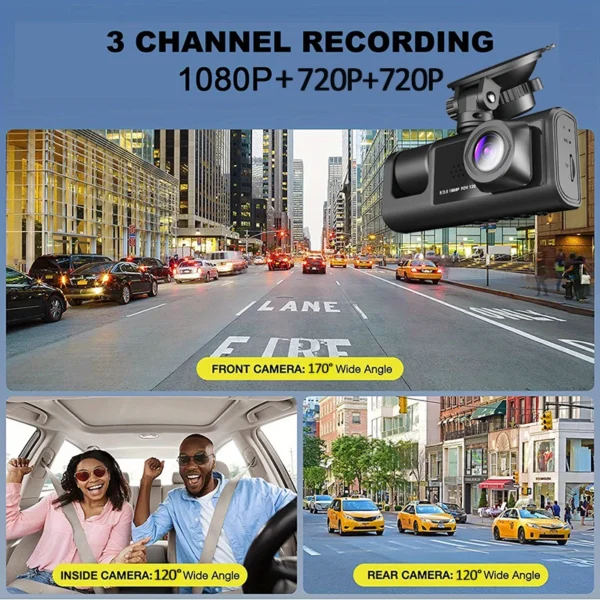 1080P 3Lens Dash Cam for Cars Dvr WIFI Camera Vehicle 2Inch Recorder Video Rear View Camera for Vehicle Black Box Car accessory - Image 2