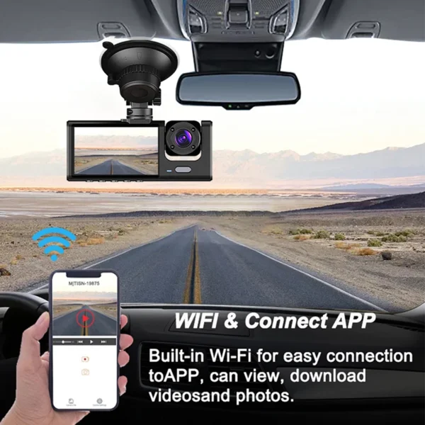 1080P 3Lens Dash Cam for Cars Dvr WIFI Camera Vehicle 2Inch Recorder Video Rear View Camera for Vehicle Black Box Car accessory - Image 3