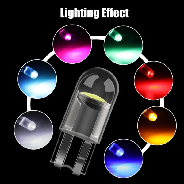 10Pcs T10 W5W LED Bulb WY5W 168 194 LED Car Interior Dome Lights Wedge Parking License Plate Lamp Auto 12V White Red Yellow Blue - Image 5