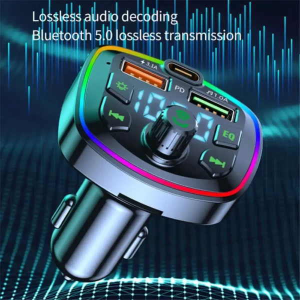 1/2/4PCS Car Charger Quick Charge 5.0 FM Transmitter USB Type C 65W Car Fast Charging For 14 - Image 3