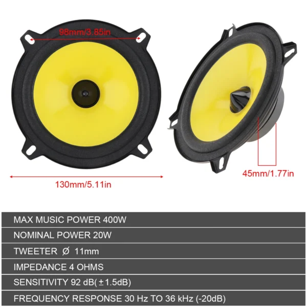 2pcs 4 / 5 / 6 Inch 600W Car Audio Speaker Universal Heavy Mid-bass Ultra-thin Modified Speaker Non-destructive Installation - Image 3