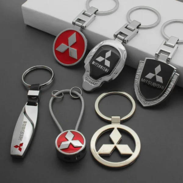 3D Metal/Leather Car Styling Emblem Keychain For Mitsubishi Vehicles - Pajero specified