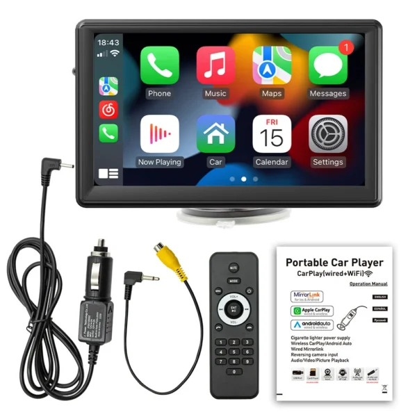 7 Inch MP5 Player Compatible For Carplay Android Auto Wireless Portable Car Stereo Touch Screen Dashboard Placement - Image 4