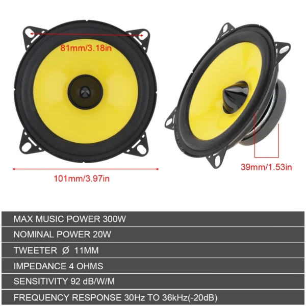 2pcs 4 / 5 / 6 Inch 600W Car Audio Speaker Universal Heavy Mid-bass Ultra-thin Modified Speaker Non-destructive Installation - Image 4