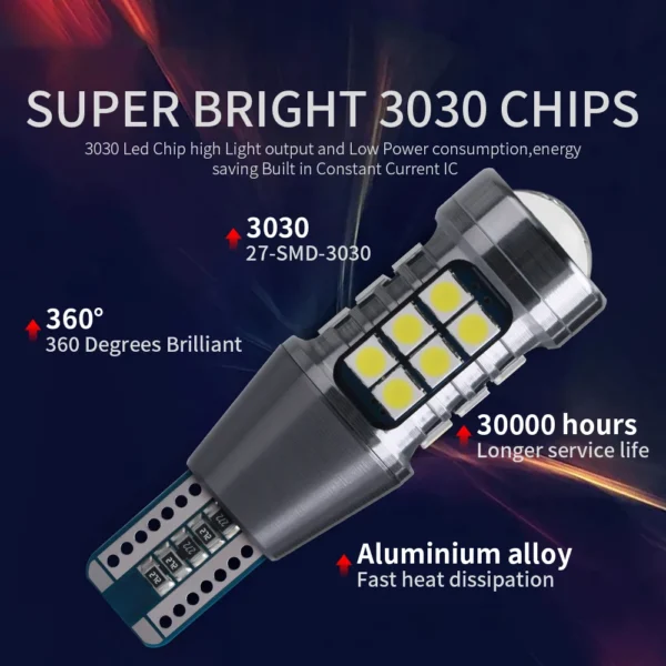 2pcs Super Bright W16W T15 921 LED Bulbs Canbus Car Light High Power 3030SMD No Error For Tail Signal Lamp Backup Reserve Lights - Image 4