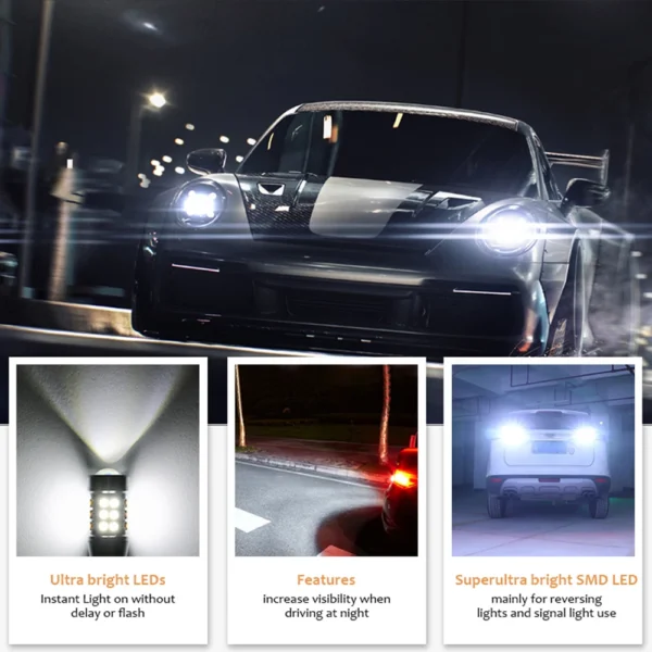 2pcs Super Bright W16W T15 921 LED Bulbs Canbus Car Light High Power 3030SMD No Error For Tail Signal Lamp Backup Reserve Lights - Image 5