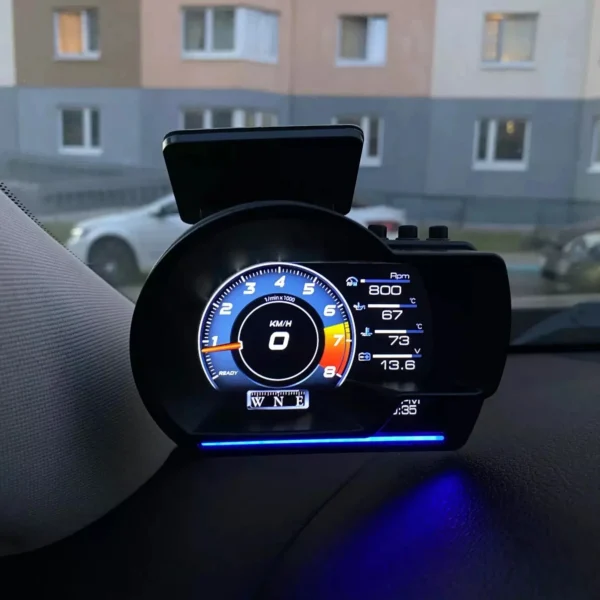 Newest A501 OBD2 Car Head Up Display HUD Smart Car Water&Oil temp Turbo RPM Gauge Digital Odometer Security Alarm Auto Meter - Image 2