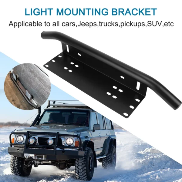 Car Off Road LED Light Bar Frame Holder Aluminum Front Bumper License Plate Universal SUV Lamp Holder Log Light Mount Bracket - Image 5